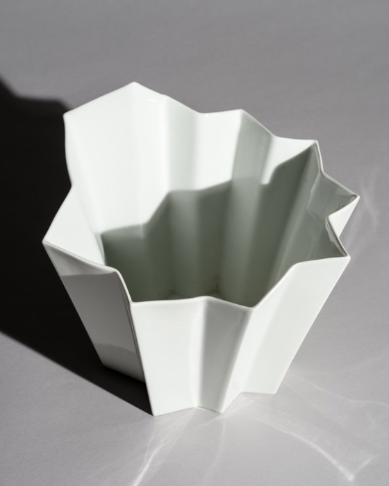 Image 1 of XL Hutschenreuther “Archais” Sculptural Glossy Porcelain Vase Heinrich Fuchs
