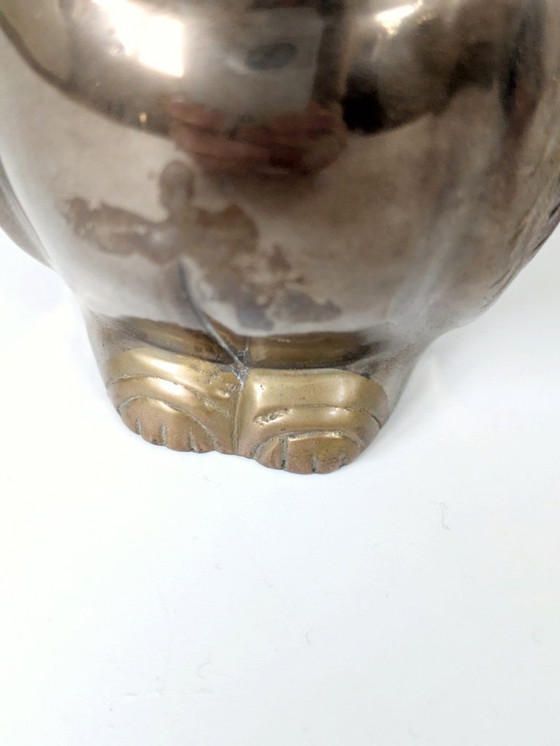Image 1 of Statuetta vintage di gufo in metallo misto, ottone, bronzo, rame, artigianato indiano, anni '70