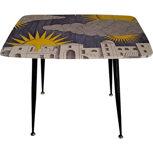 Mesa de centro vintage de latón, años 50