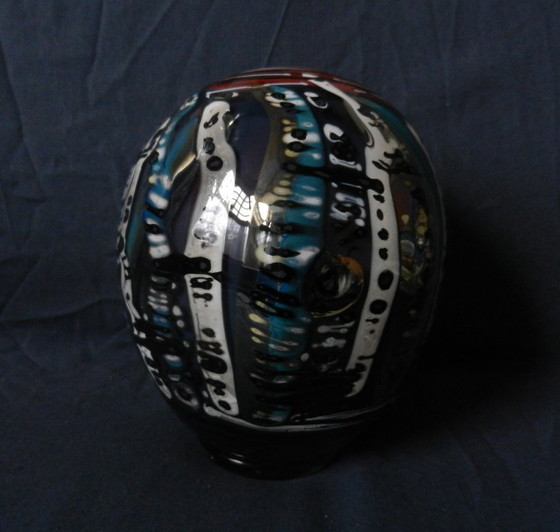 Elliptische, farbenfrohe Glasvase von Don Wreford, Australien, Höhe 19 – Glaskunst (photo 3 of 7)