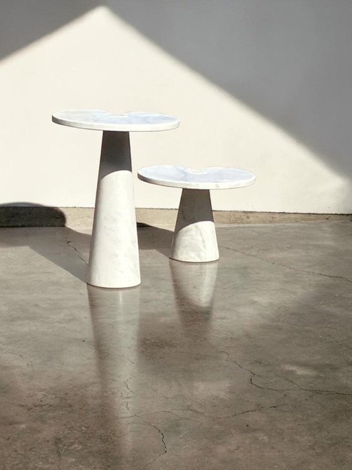 2x Table d'appoint Eros Angelo Mangiarotti marbre de Carrare