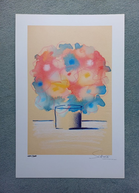 Wilhelm SCHLOTE, 'Guirnalda de flores colorida', litografía – Láminas artísticas, Papel (photo 3 of 6)