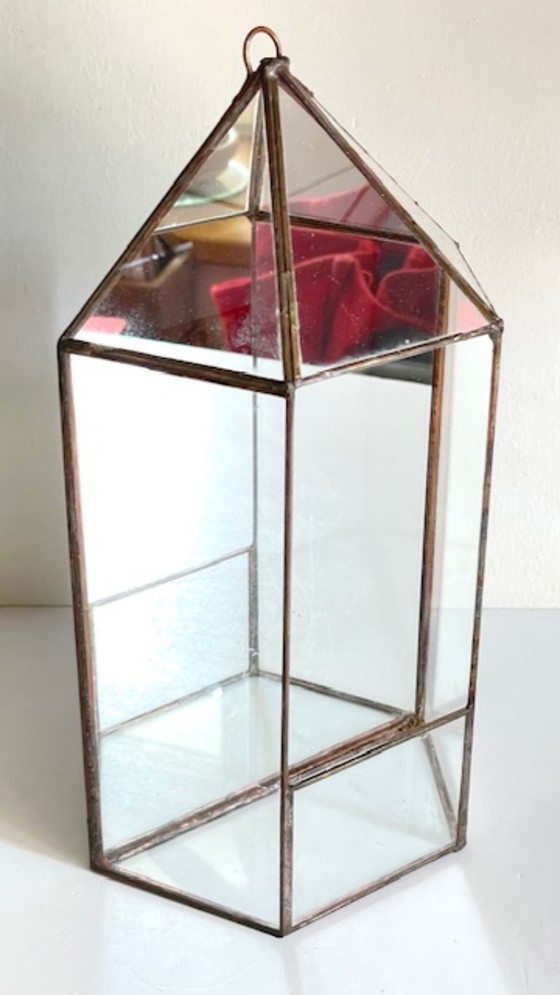 Image 1 of Fioriera vintage in vetro e ottone