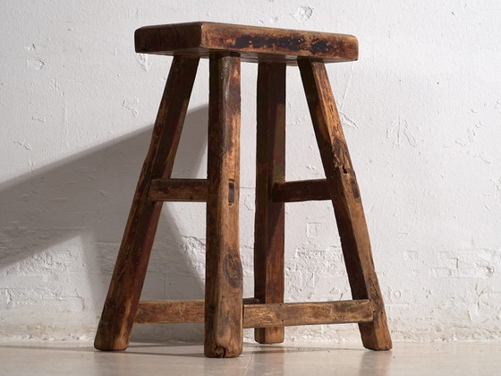 Antiker rechteckiger Hocker (ca. 1920) #3 – Rustic (photo 13 of 15)