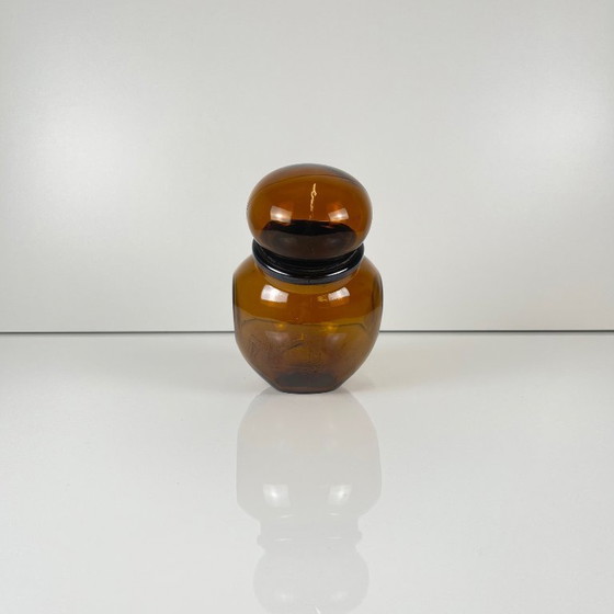 Image 1 of Vorratsglas aus geräuchertem braunem Glas, Lever, Belgien