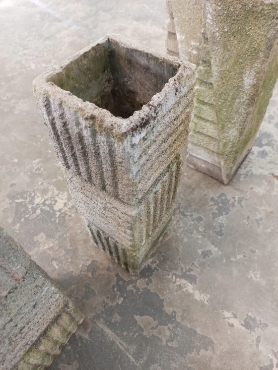 Image 1 of 6 vintage brutalistische plantenpotten