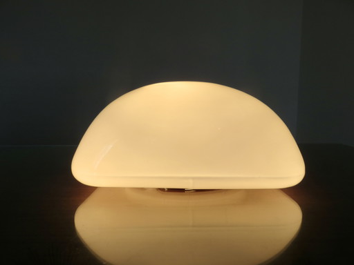 Grand plafonnier carré en opaline blanche, années 60 70