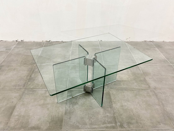 Image 1 of Vintage glazen salontafel toegeschreven aan Peter Ghyczy, 1970