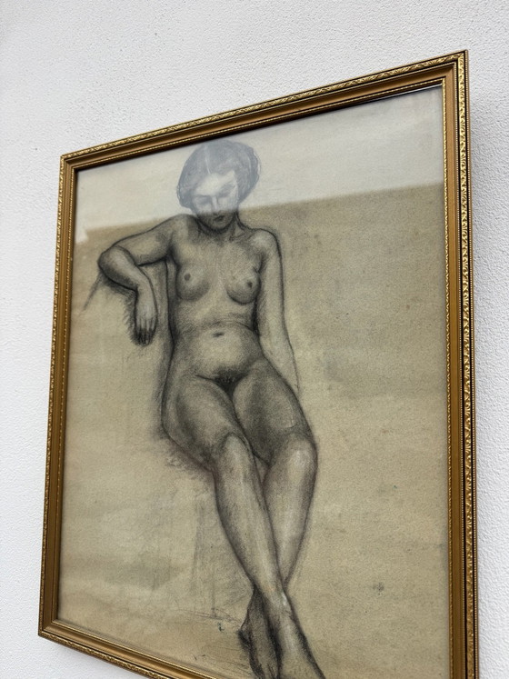 Studio di nudo femminile a carboncino Art Déco (1937) – Dipinti e disegni, Carta (photo 7 of 13)