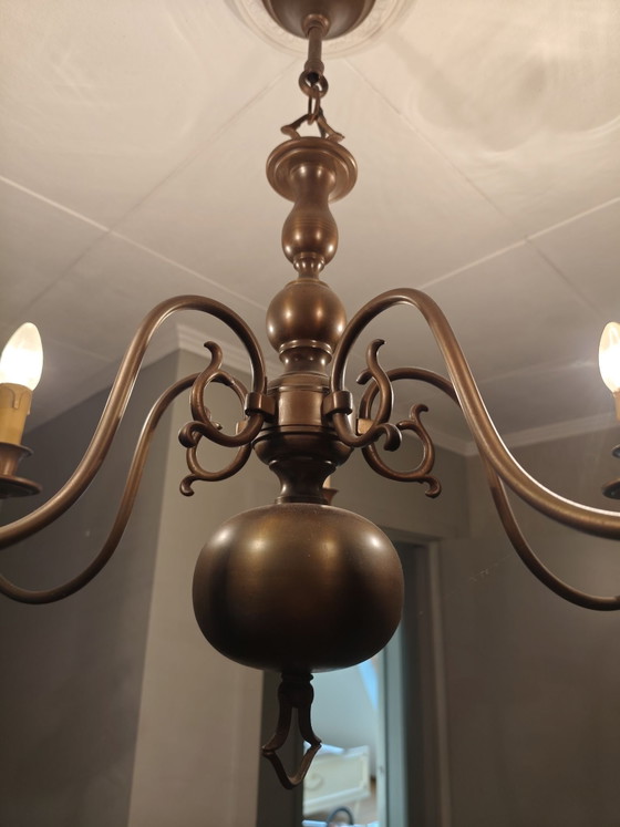 Vintage 5-arm Chandelier – Plastic, Brass (photo 5 of 7)