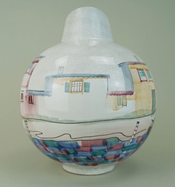Image 1 of Precioso jarrón de mediados de siglo de Jawe, decorado con pintura a mano "Capri", de la década de 1950.