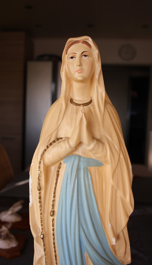 Antique French Madonna - Circa 1930s - Plaster, 52 Cm - Hand-painted