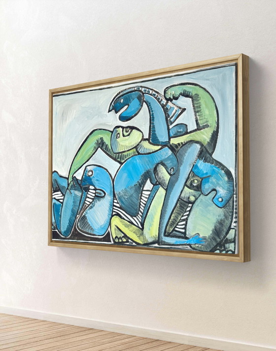 Image 1 of Gundi Falk (1966) Cubist Embrace - Large painting on canvas