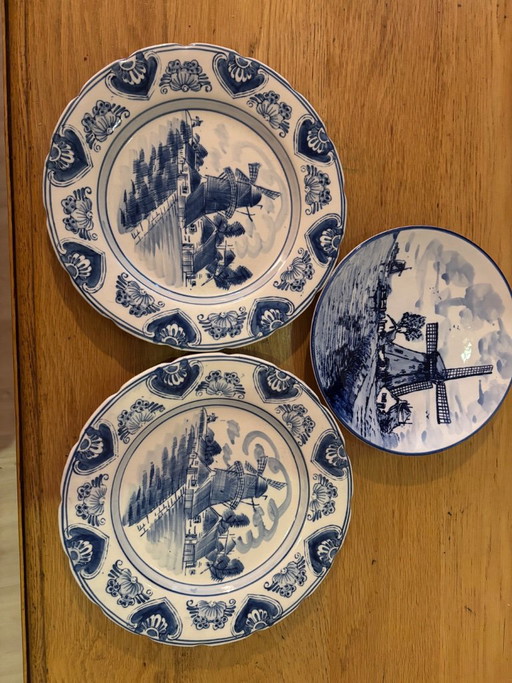Set di 3 piatti da parete Delftsblauwe.