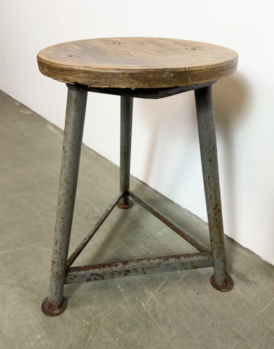 Image 1 of Grey Industrial Workshop Stool, 1960s