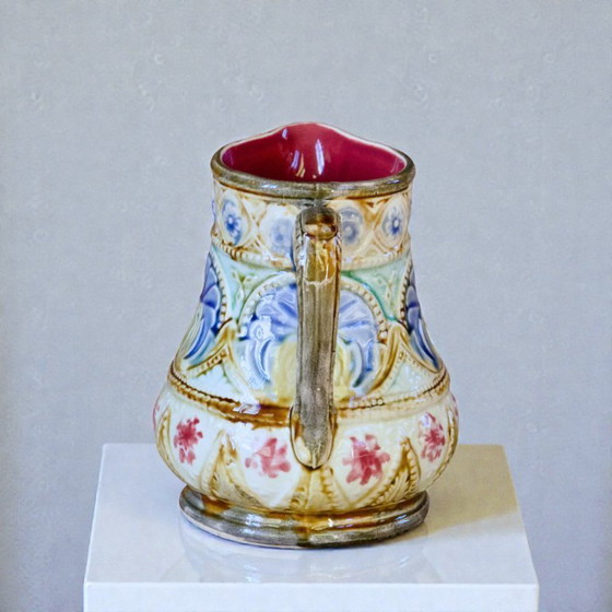 Image 1 of Jarra antigua de mayólica policromada del siglo XIX, de Nimy-les-Mons