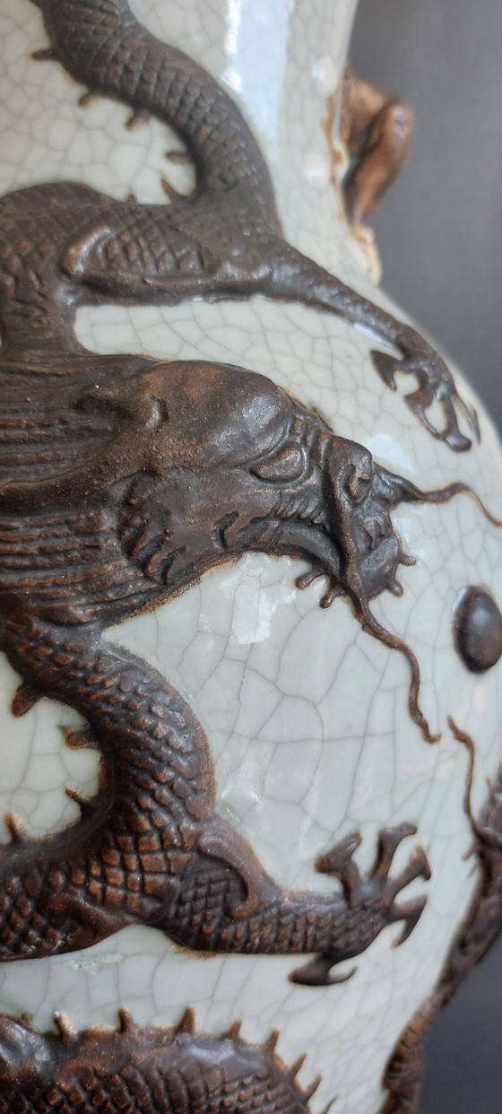 Image 1 of Große Vase aus Craquelé-Ware aus Nanking, 19.