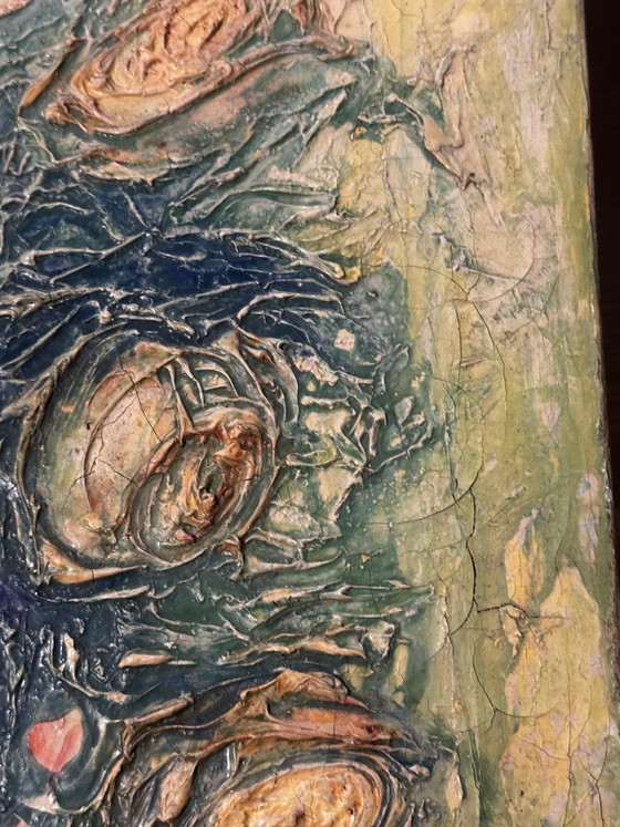 Rose Bouquet with Knife – Oil on Canvas Circa 1950 – Paintings & Drawings, Vintage (photo 11 of 15)