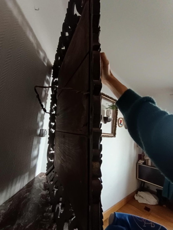 Image 1 of Specchio neogotico in rovere intagliato, circa 1940