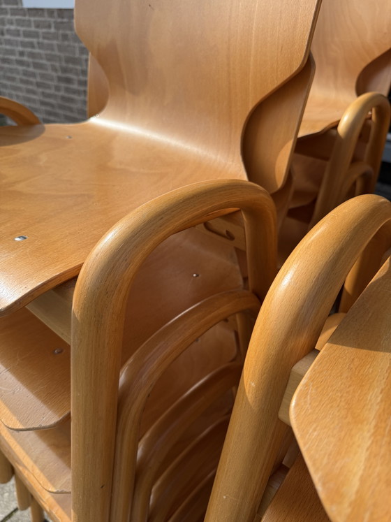 Lot of 24x vintage plywood stacking chairs ‘80s – Dining chairs (photo 4 of 11)