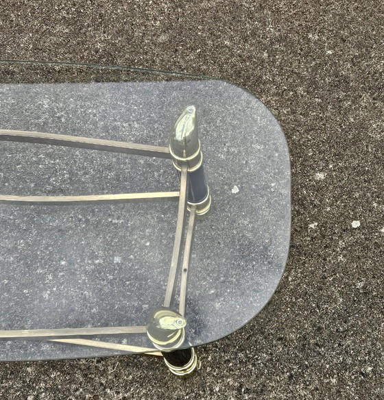 Image 1 of Italian Faux Tusk Glass Coffee Table Tommaso Barbi Style 80s