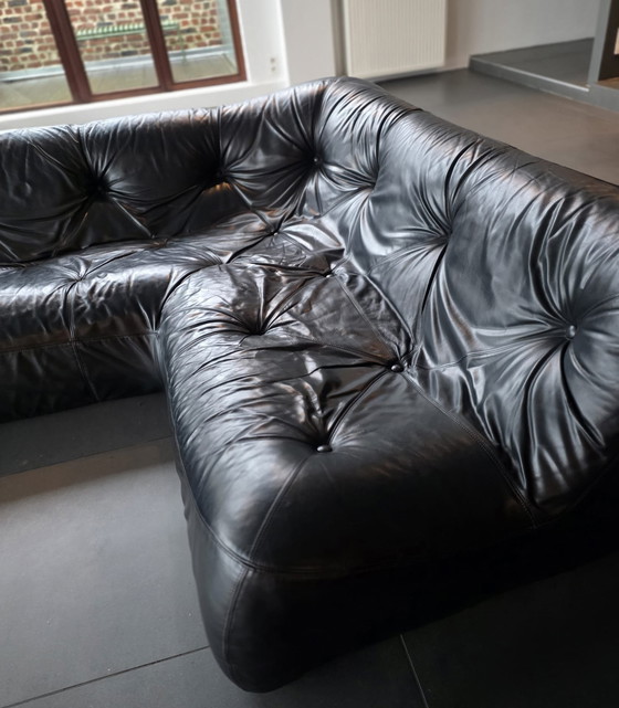Image 1 of Unique vintage seating area – Ligne Roset Kali (1970s) – black leather – very good condition