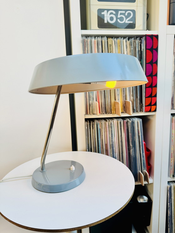Image 1 of Bauhaus Table Lamp by VEB NARVA Lengefeld – Vintage 1960s Adjustable UFO Desk Light, West Germany Mid-Century Modern Lamp