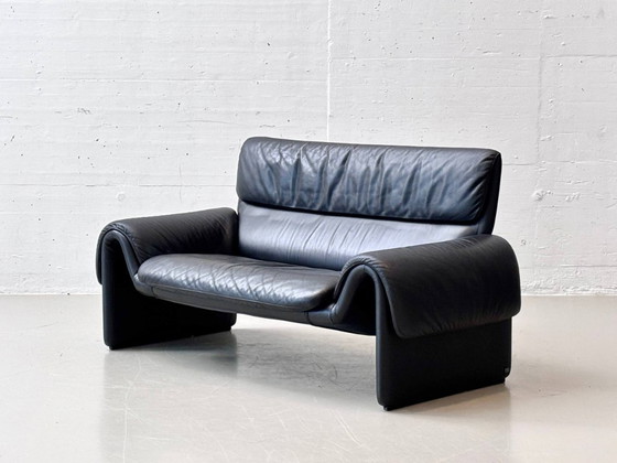 Zwarte leren bank De Sede DS-2011, jaren 80 – 2 zitsbanken, Leather (photo 10 of 16)
