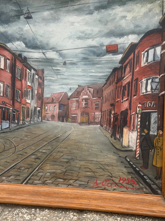 Diestsesteenweg, Lovanio – Olio su tela firmato, 1955 – Dipinti e disegni (photo 3 of 6)
