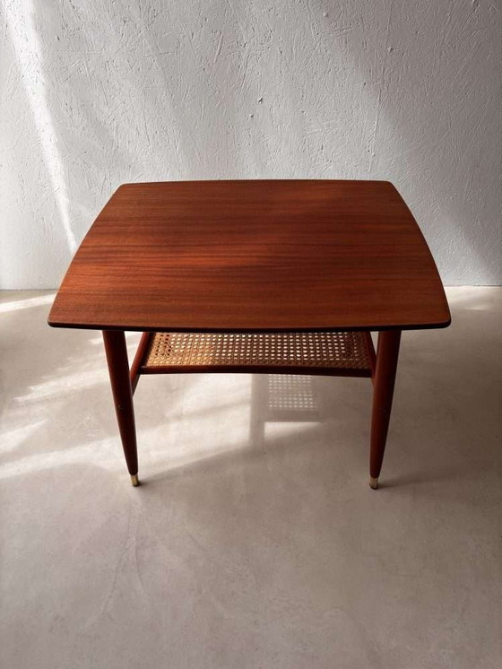 Image 1 of Swedish design side table Alberts mahogany & webbing 1960s