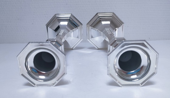 Image 1 of paar kerzenhalter bmf versilbertes metall geprägt