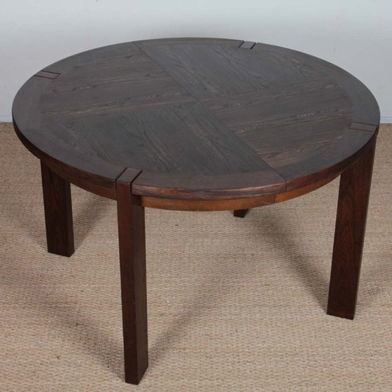 Image 1 of Round extendable wooden dining table produced by Monopoly, 1970