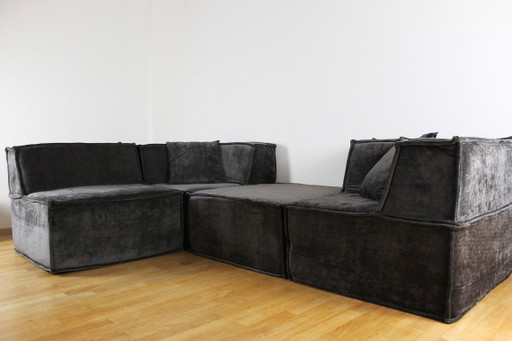 NIEUW, Modulaire bank, Vintage, Mid-Century design, Bruin fluweel