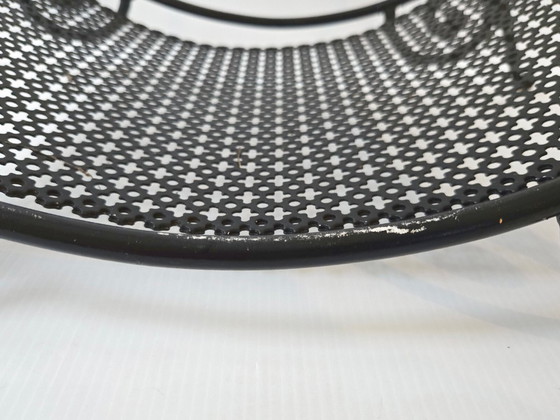 Image 1 of Vintage houtblokhouder uit de jaren 50, metaal en geperforeerd zwart metaal, rockabillystijl uit de jaren 50