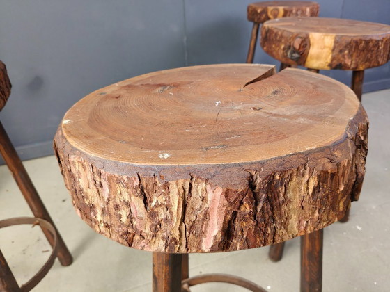 Image 1 of Vintage tree trunk bar stools, 1970s 