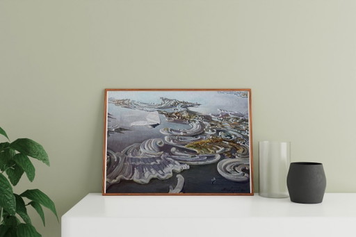 Original Oil Painting Contemporary Art Landscape Babylon – schilderijen tekeningen, Canvas (photo 2 of 7)