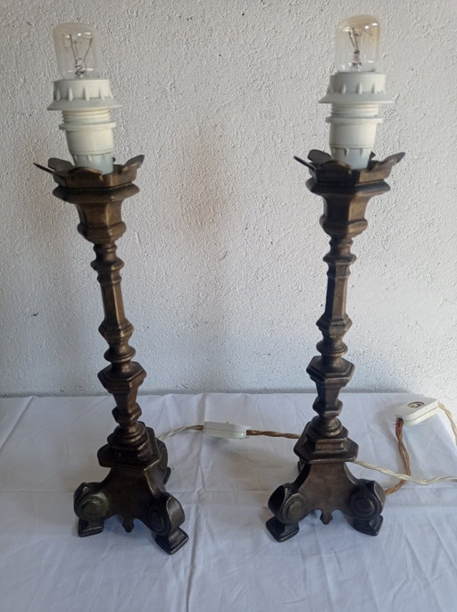 Lamps - Bronze - Transformed Candelabras – tafellampen, Textile