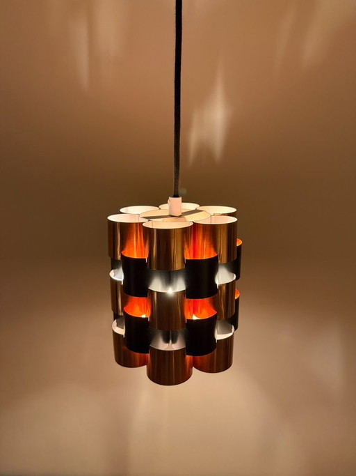 Suspension vintage Werner Schou Coronell Elektro en laiton – Design danois moderne du milieu du XXe siècle