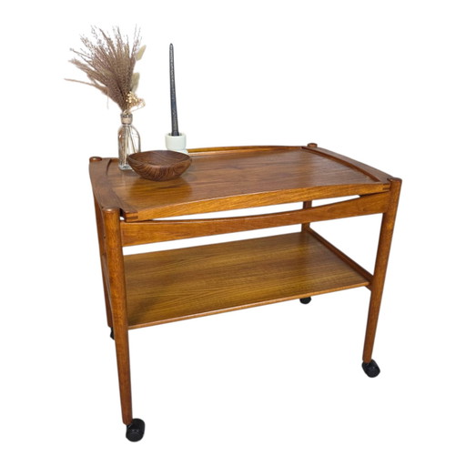 Poul Hundevad, carrito de té danés de teca vintage de la década de 1960
