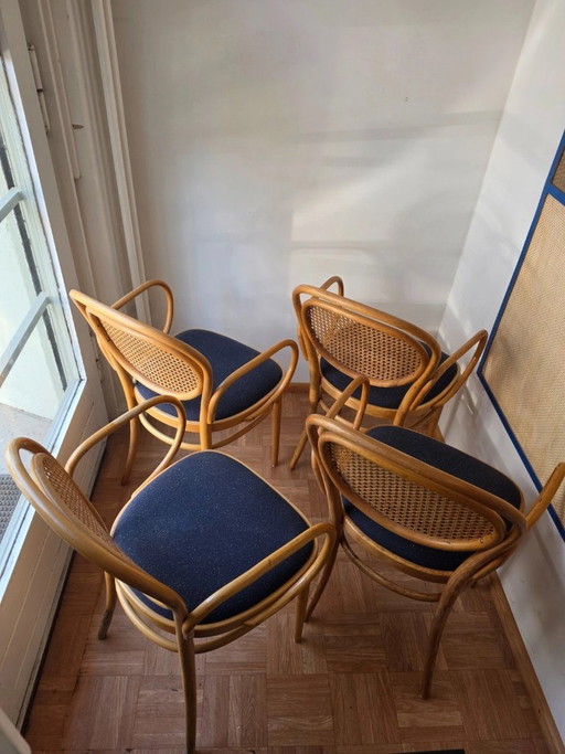 4 original Thonet 215 F bentwood armchairs with Vienna cane II