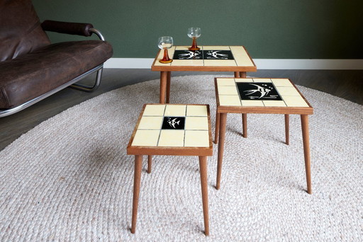 Mimiset vintage des années 1950 - carreaux à motifs de poissons