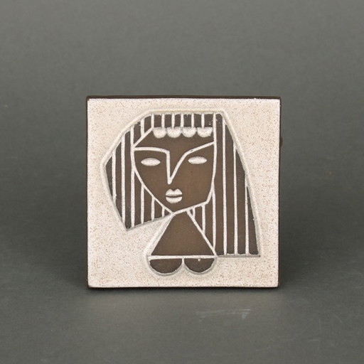 Leendert Blok (1904-1983) - Chanoir tegel - Westraven, Utrecht - dames portret - jaren zestig 
