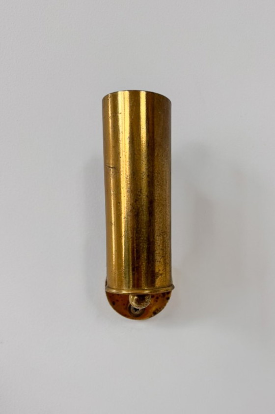 Pair of vintage patinated brass Wall lights, Italy, 1970, Metal, Gold (photo 5 of 5)