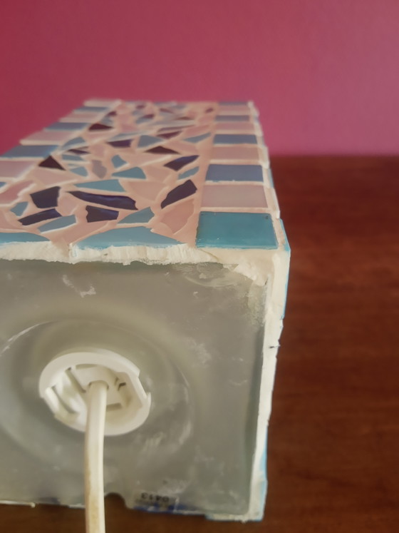 Zeldzame set handgemaakte vintage mozaïek glazen glazen lampen tafellampen vloerlampen in sfeervolle – Retro (photo 13 of 15)