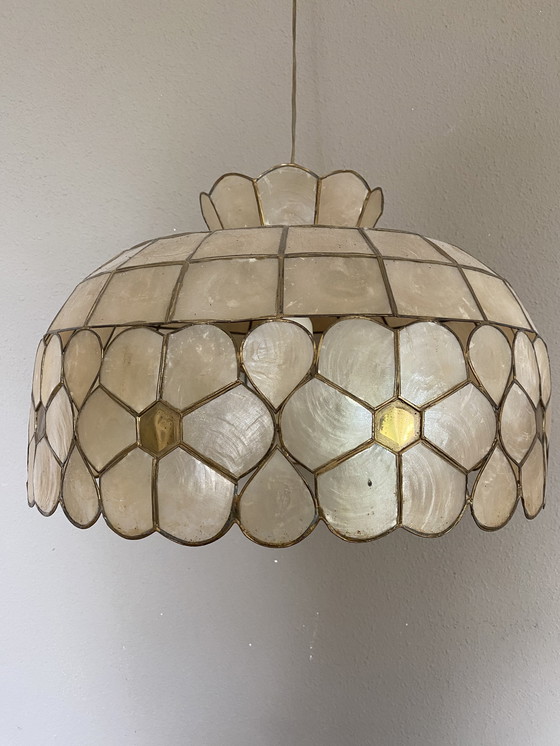 Image 1 of Lampe vintage capiz shell lampe pendante perle