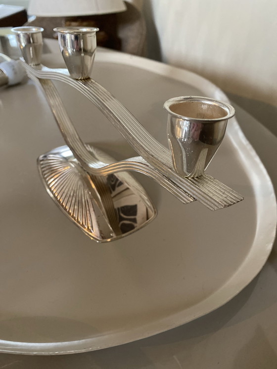 Portacandele Art Déco argentato Quist Germany, Metallo, Argento (foto 3 di 5)