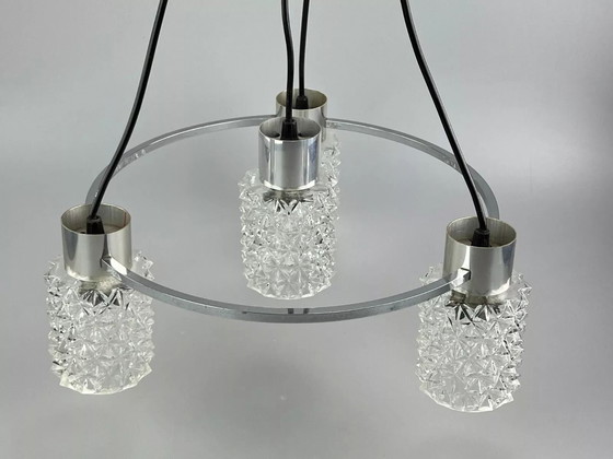 Image 1 of 60s 70s lamp plafondlamp kroonluchter glas chroom space age