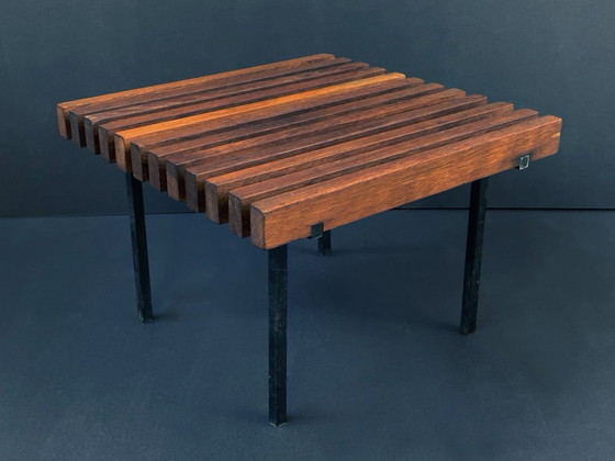 Tavolino per piante in teak Mid-Century, Sgabello, Metallo vintage originale – Libri d'arte, Legno, Ferro (photo 3 of 12)