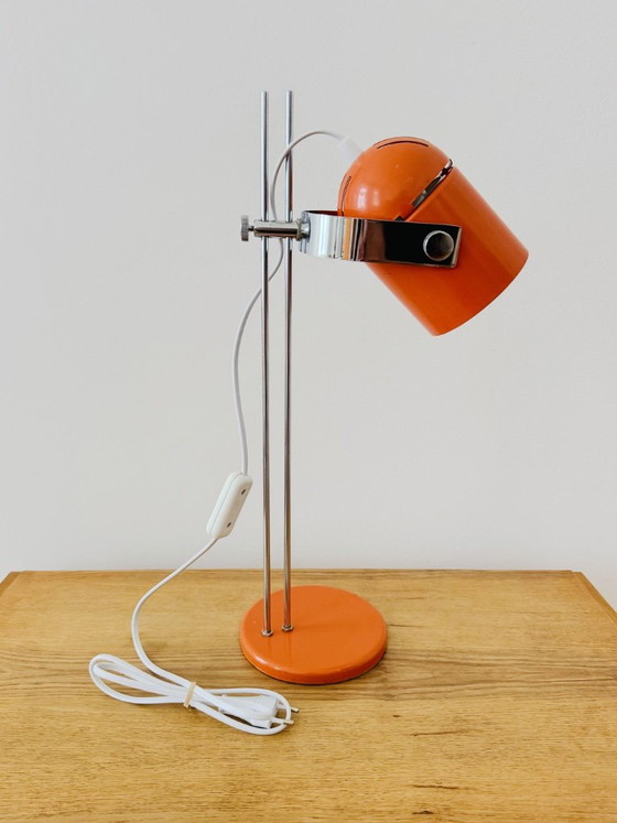 Lidokov Combi Lux Table lamp Stanislav Indra 70s CSSR Chrome Vintage Space Age, Metal, Plastic, Orange (photo 6 of 8)