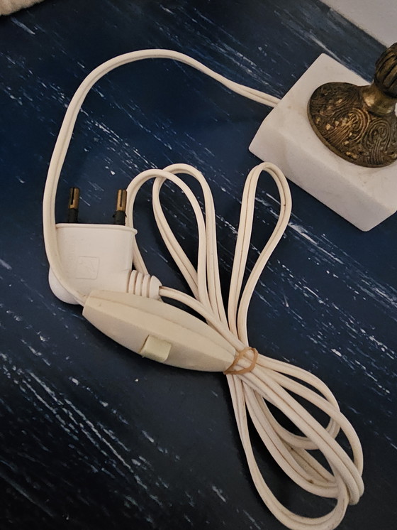 Image 1 of 2 Art Deco Alblast table lamps with brass